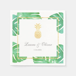 Tropische Ananas-Goldhochzeit Serviette