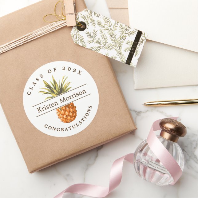 Tropische Ananas-Graduierungspartei für Runder Aufkleber (Schenken)
