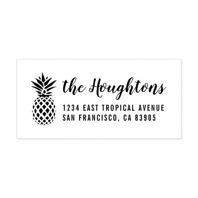 Tropische Ananas Handgeschriebene Rücksendeadresse Gummistempel (Prägung)
