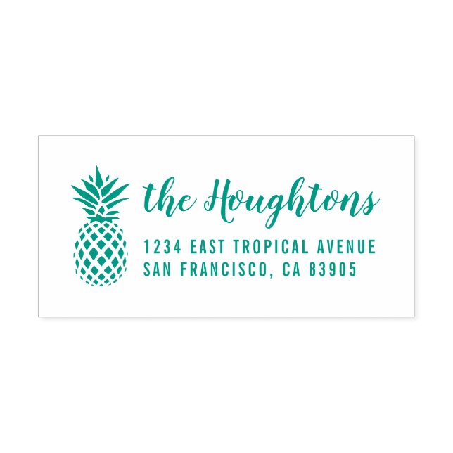 Tropische Ananas Handgeschriebene Rücksendeadresse Permastempel (Design)