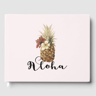 Tropische Ananas-Hibiskus-Blumen Hochzeit im Vinta Gästebuch