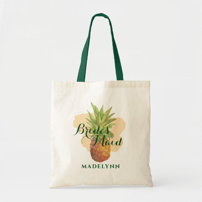 Tropische Ananas Hochzeit Bridesmaid Tragetasche (Vorne)