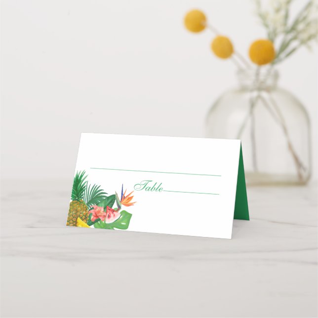 Tropische Ananas-Hochzeit-Platzkarte Platzkarte (Vorderseite)