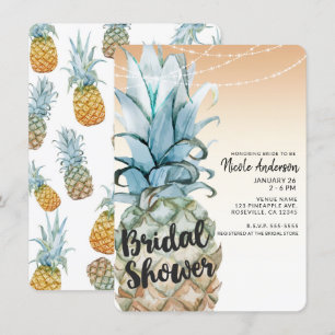 Tropische Ananas & Lichterkette Brautdusche Einladung