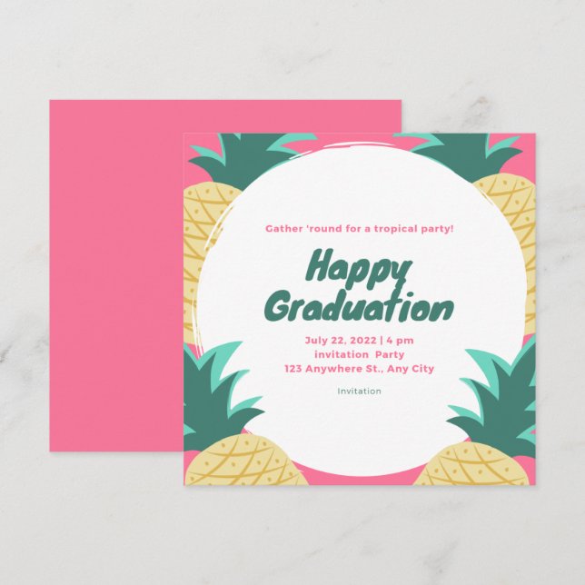 Tropische Ananas-Luau-Graduierungspartei  Einladung (Vorne/Hinten)