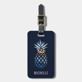 Tropische Ananas mit bearbeitbarem Hintergrund Gepäckanhänger