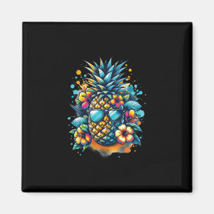Tropische Ananas mit Shades Retro Sommer Stimmung Magnet