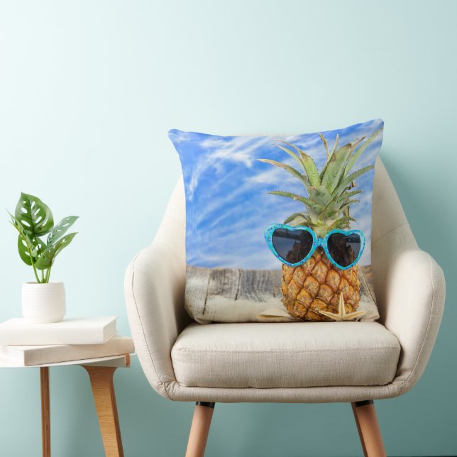 Tropische Ananas mit Sonnenbrille Kissen (Stuhl )
