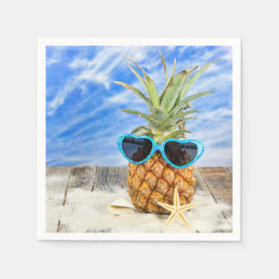 Tropische Ananas mit Sonnenbrille Serviette