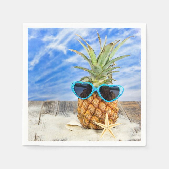 Tropische Ananas mit Sonnenbrille Serviette (Vorderseite)