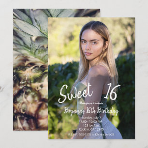 Tropische Ananas Moderne Foto Süße 16-Party Einladung