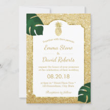 Tropische Ananas Moderne Gold Glitzer Hochzeit