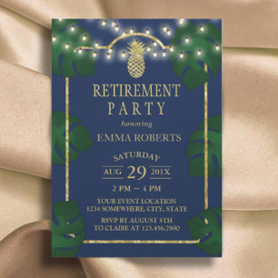 Tropische Ananas Navy & Gold Luau Rente Einladung
