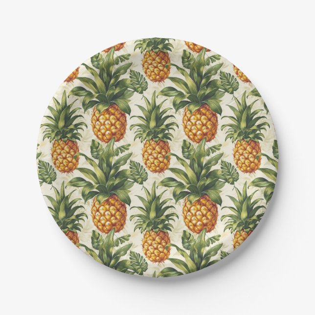 Tropische Ananas Papier Teller Party Tableware (Vorderseite)