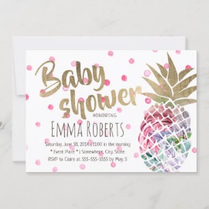 Tropische Ananas Polka Dots Baby Dusche Einladung