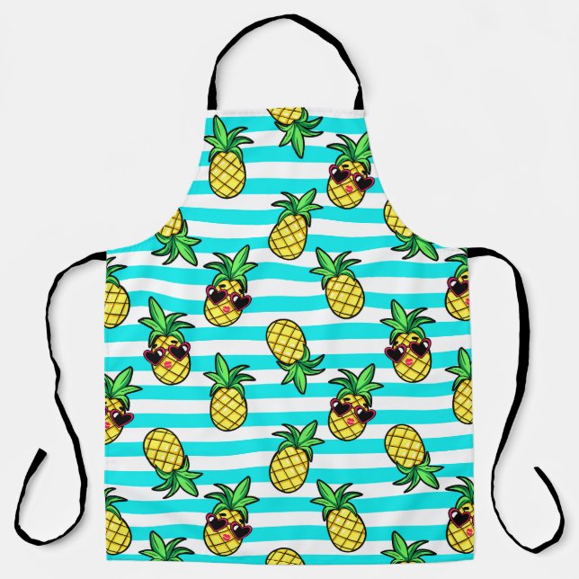 Tropische Ananas: Retro-Sonnenbrillen Muster. Schürze (Vorderseite)