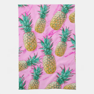 Tropische Ananas & Rosa Marmor Moderner Bunter Handtuch