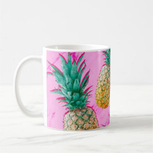 Tropische Ananas & Rosa Marmor Moderner Bunter Kaffeetasse