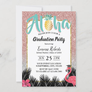 Tropische Ananas Rose Gold Glitzer Abschluss Einladung