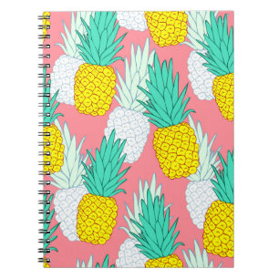 Tropische Ananas: Roter Cartoon Chic. Notizblock