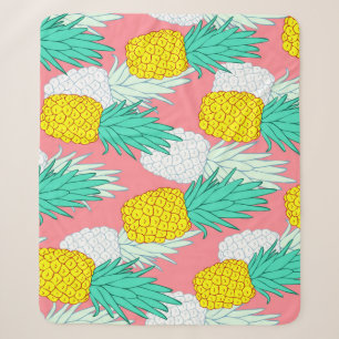Tropische Ananas: Rotes Cartoon-Chic. Sherpadecke