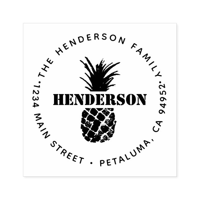 Tropische Ananas-Runde Rücksendeadresse Gummistempel (Prägung)
