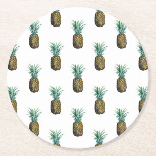 Tropische Ananas Runder Pappuntersetzer