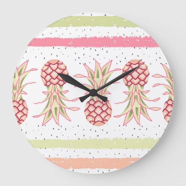 Tropische Ananas Sommer Nahtlose Print Große Wanduhr (Vorderseite)