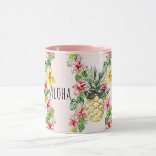 Tropische Ananas-Sonnenbrille Blumen Tasse