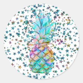 Tropische Ananas Stars Farbschlauch Luau Party Runder Aufkleber