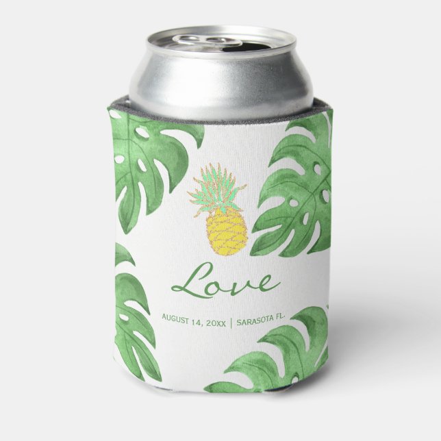 Tropische Ananas Strand essbare Farbe Hochzeit Dosenkühler (Kanne Rückseite)