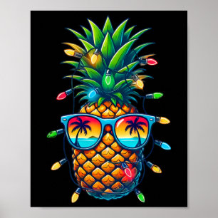 Tropische Ananas-Sungl-Weihnachtslichter Xmas In Poster