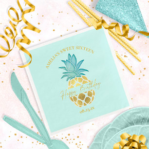 Tropische Ananas Sweet 16 Happy Birthday ID922 Serviette
