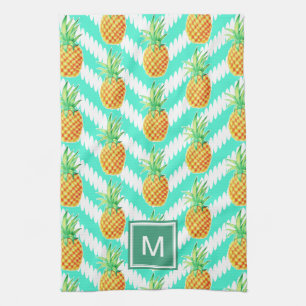 Tropische Ananas und Chevrons Monogramm Handtuch