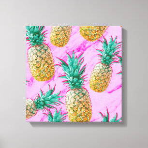 Tropische Ananas und rosa Marmor modern bunt Leinwanddruck