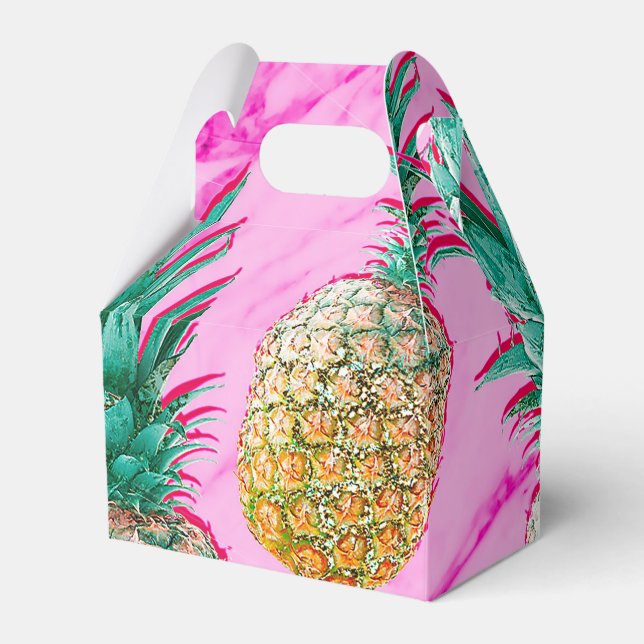 Tropische Ananas und rosa Marmor Moderne Farben Geschenkschachtel (Vorderseite)