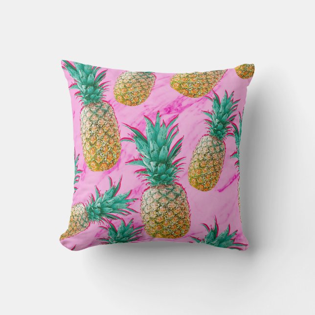 Tropische Ananas und rosa Marmor Moderne Farben Kissen (Vorderseite)