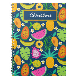 Tropische Ananas Wassermelone Banana Früchte Notizblock