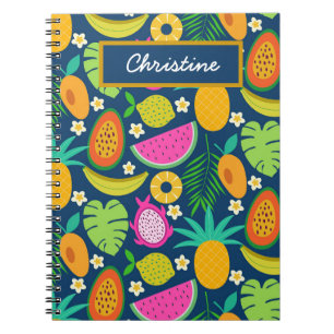 Tropische Ananas Wassermelone Banana Früchte Notizblock