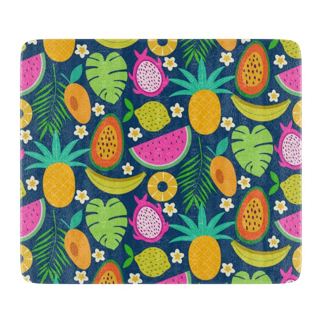 Tropische Ananas Wassermelone Banana Früchte Schneidebrett (Vorderseite)