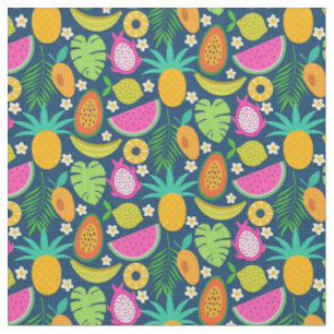 Tropische Ananas Wassermelone Banana Früchte Stoff