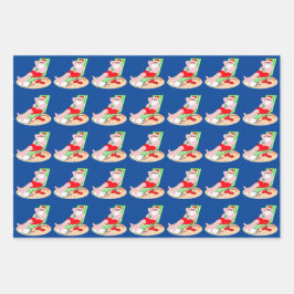 Tropische Ananas, Weihnachtsmann und Gummiduckie Geschenkpapier Set