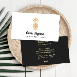 Tropische Ananas - White and Gold-Visitenkarte Visitenkarte