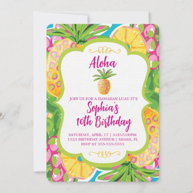 Tropische Ananas zum Geburtstag Einladung (Vorderseite)