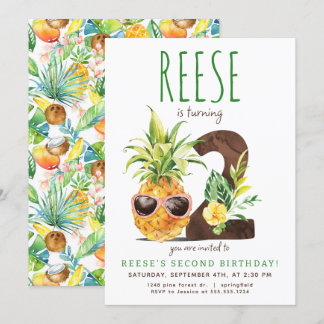 Tropische Ananas zum zweiten Geburtstag Einladung