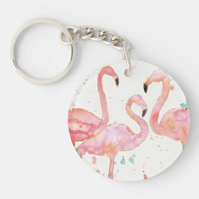 Tropische | Ansammlung der Flamingos Schlüsselanhänger (Vorderseite)