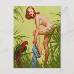Tropische Anstecknadel im Pin-Up-Stil Postkarte
