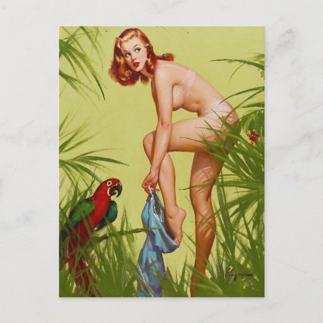 Tropische Anstecknadel im Pin-Up-Stil Postkarte (Vorderseite)