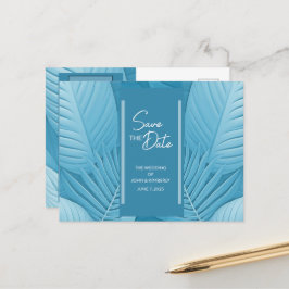 Tropische Aquamarine Hochzeitsankündigung Postkart Ankündigungspostkarte