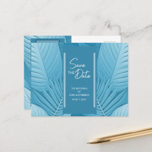 Tropische Aquamarine Hochzeitsankündigung Postkart Ankündigungspostkarte